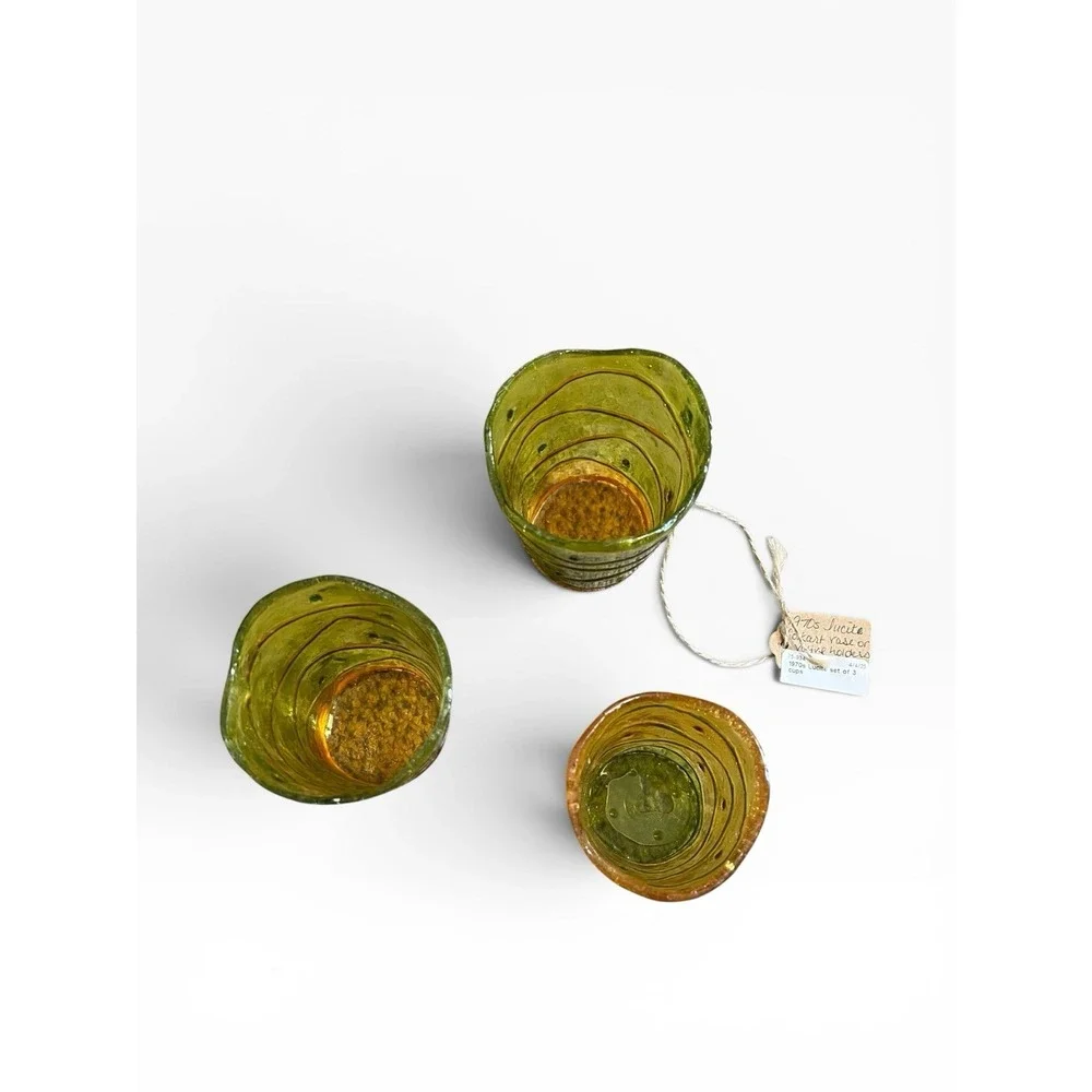 Vintage MCM Lucite Mini Vase Votive Candle Holder Set of 3 - Retro‎ Art Swirl